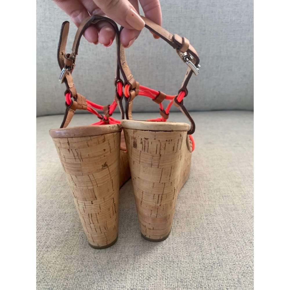 COACH Georgian Neon Cork Wedges Sz 9 - Picture 5 of 10